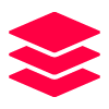 four stacked squares in bright pink color representing design layers and digital elements for inspiration and innovation