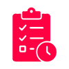 clipboard with check marks and clock representing time management for 5 tasks