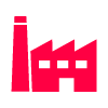 industrial factory icon in vibrant pink representing manufacturing processes and industrial production