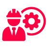 worker with a hard hat and gear icon representing engineering and maintenance with emphasis on 11 principles