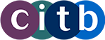 c i t b logo in circular colored background representing construction training and development for professionals