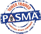 PASMA tower trained logo representing safety and competence in tower training courses related to 12 essential skills in scaffolding.